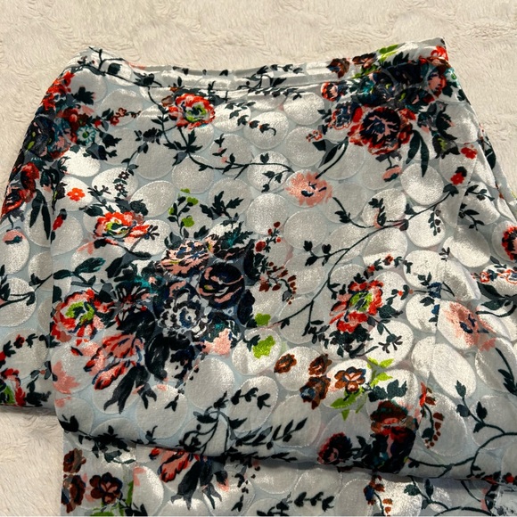 Maeve Anthropologie Evie Light Blue Floral Velvet-Dotted Long Skirt - Silk Blend - Picture 9 of 14